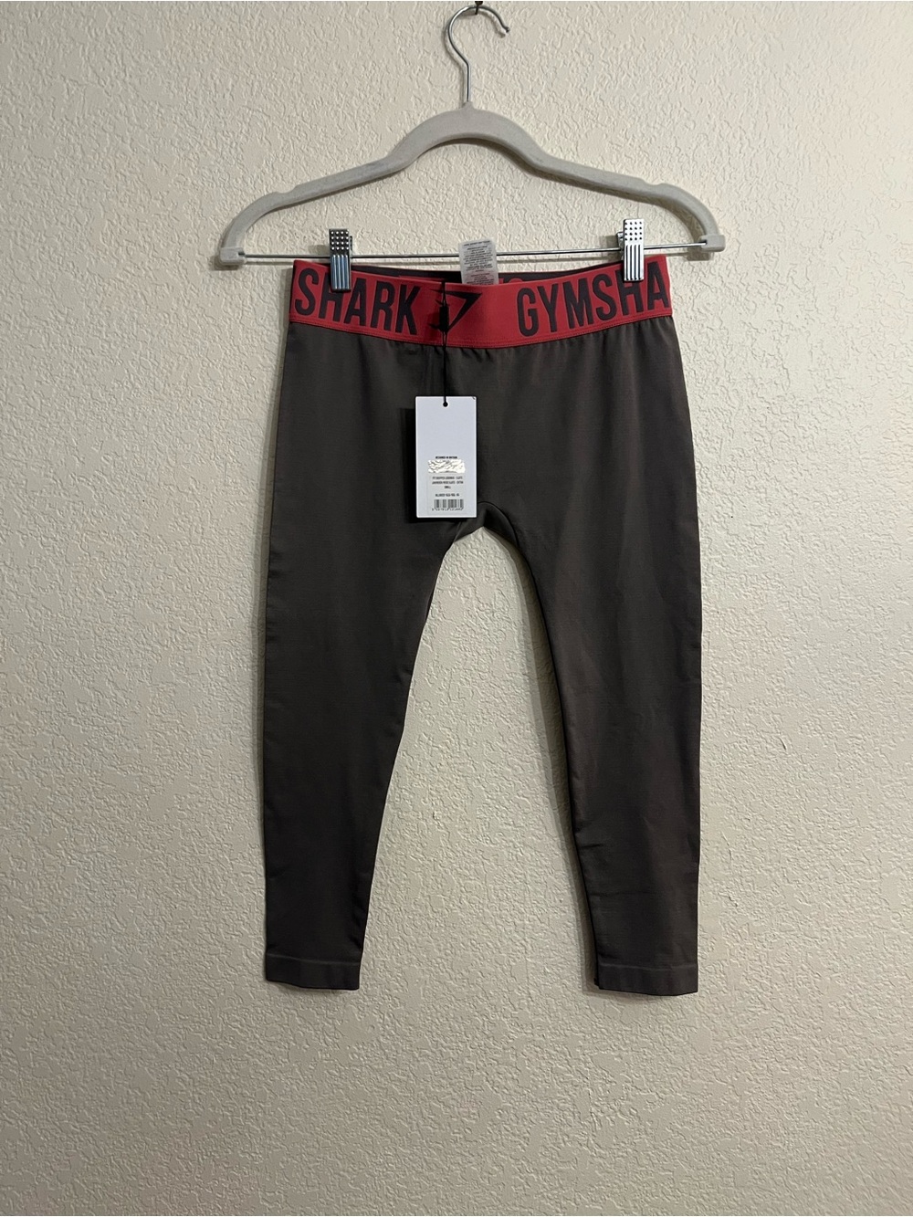 Gymshark Black Leggings with Red Trimmed Waistband